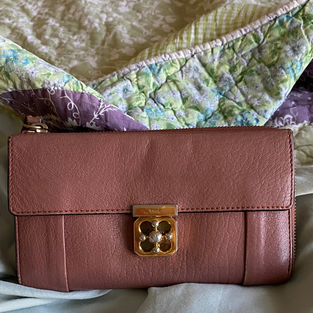 Chloe Rose Leather Clutch